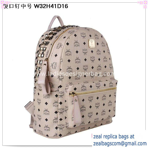 High Quality Replica MCM Medium Top Studs Backpack MC4232 Beige - Click Image to Close